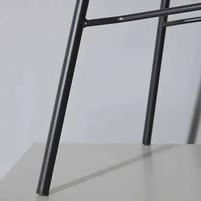 Vintage Leather Bar Stool with Low Backrest and Footrest Image - 18