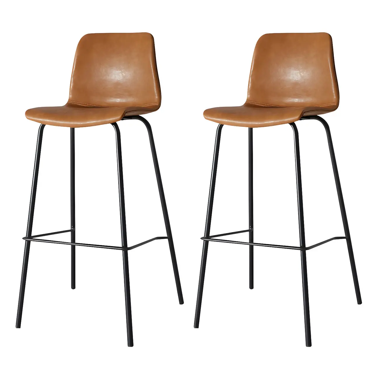 Vintage Leather Bar Stool with Low Backrest and Footrest Image - 32 | homeyfad