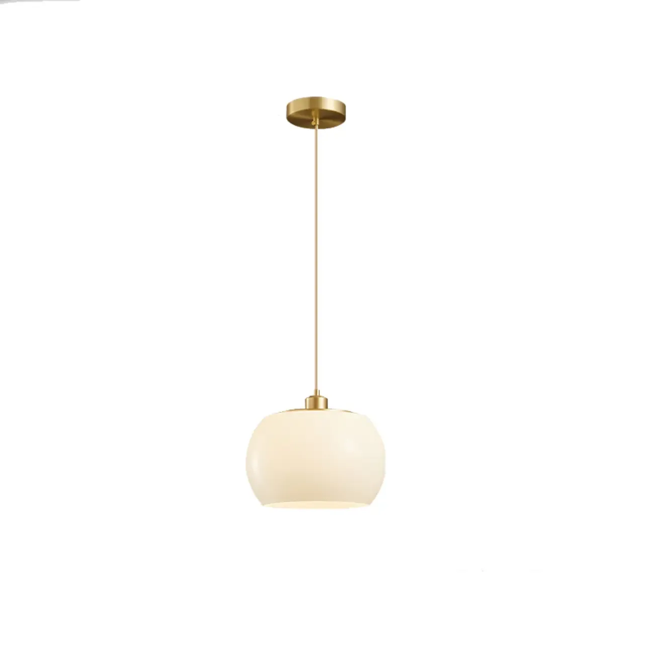 Modern White Glass Drum Pendant Light for Bedroom Image - 7