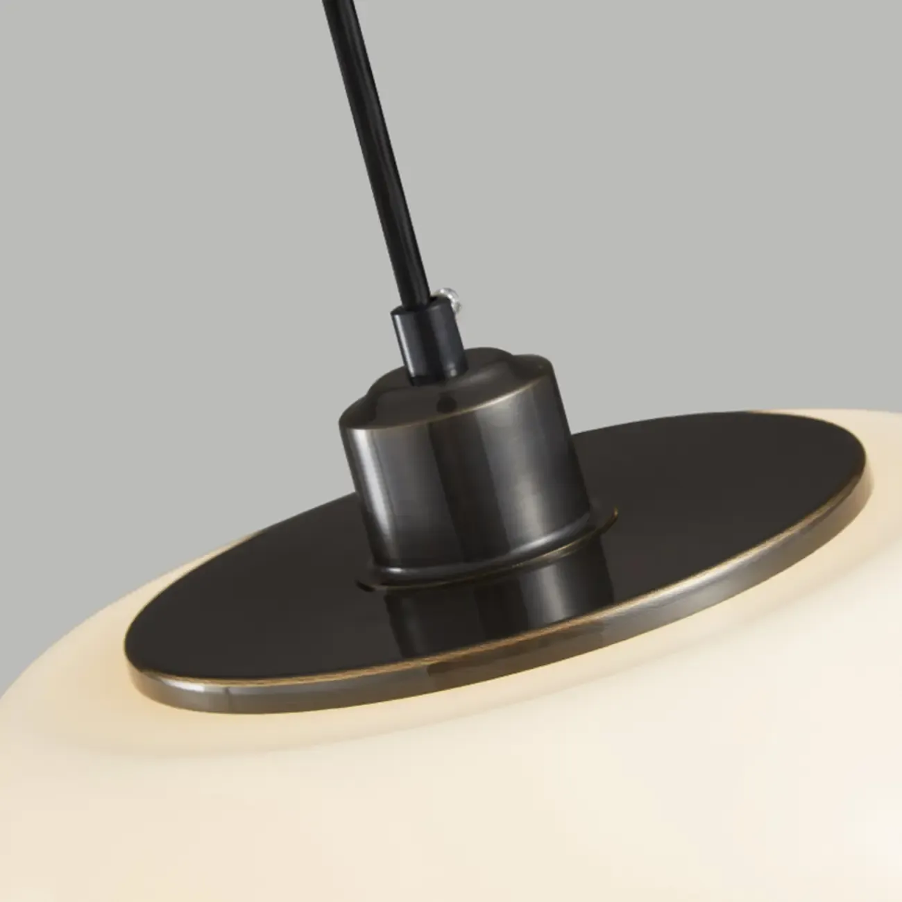 Modern White Glass Drum Pendant Light for Bedroom Image - 8