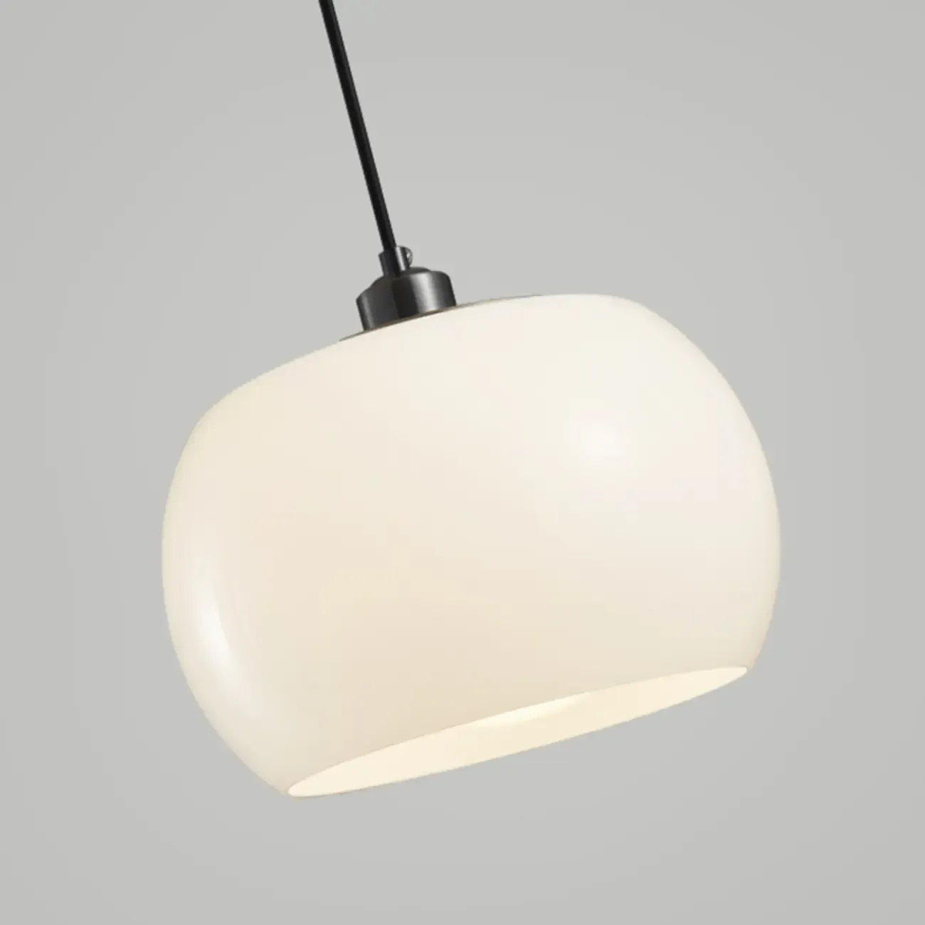 Modern White Glass Drum Pendant Light for Bedroom Image - 9