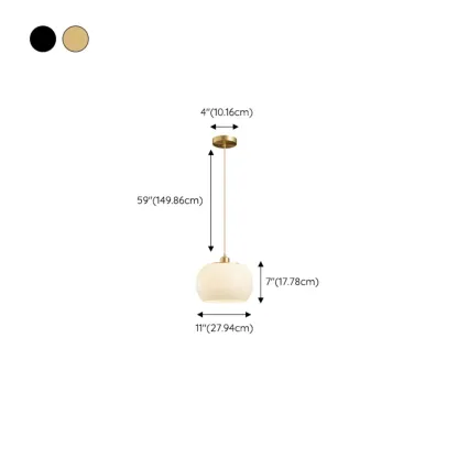 Modern White Glass Drum Pendant Light for Bedroom #size