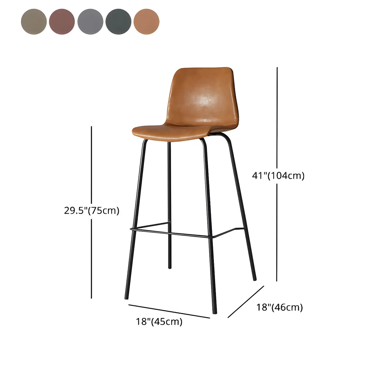 Vintage Leather Bar Stool with Low Backrest and Footrest Image - 44 | homeyfad