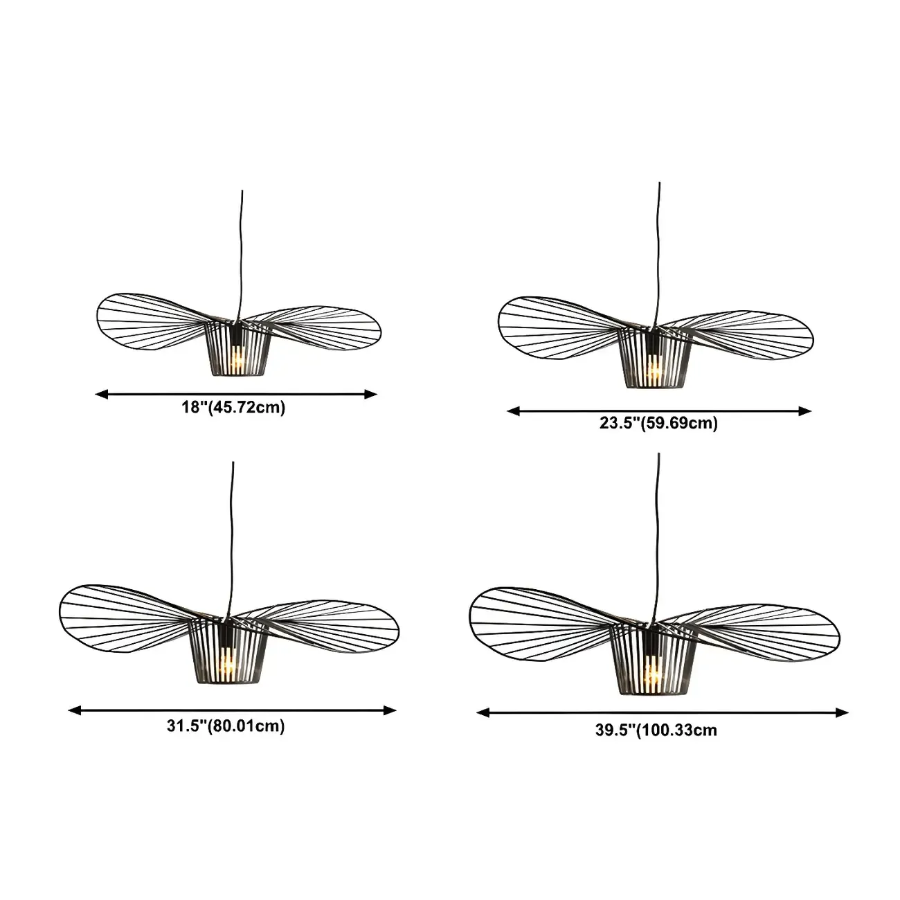 Minimalist Black Linear Metal Pendant Lamp with Lotus Leaf for Home Decor Image - 6