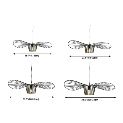 Minimalist Black Linear Metal Pendant Lamp with Lotus Leaf for Home Decor Image - 6