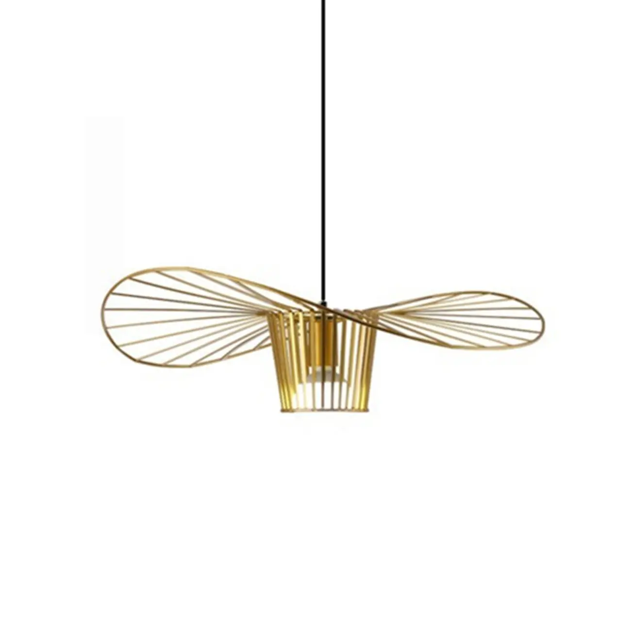 Minimalist Black Linear Metal Pendant Lamp with Lotus Leaf for Home Decor Image - 7 | homeyfad