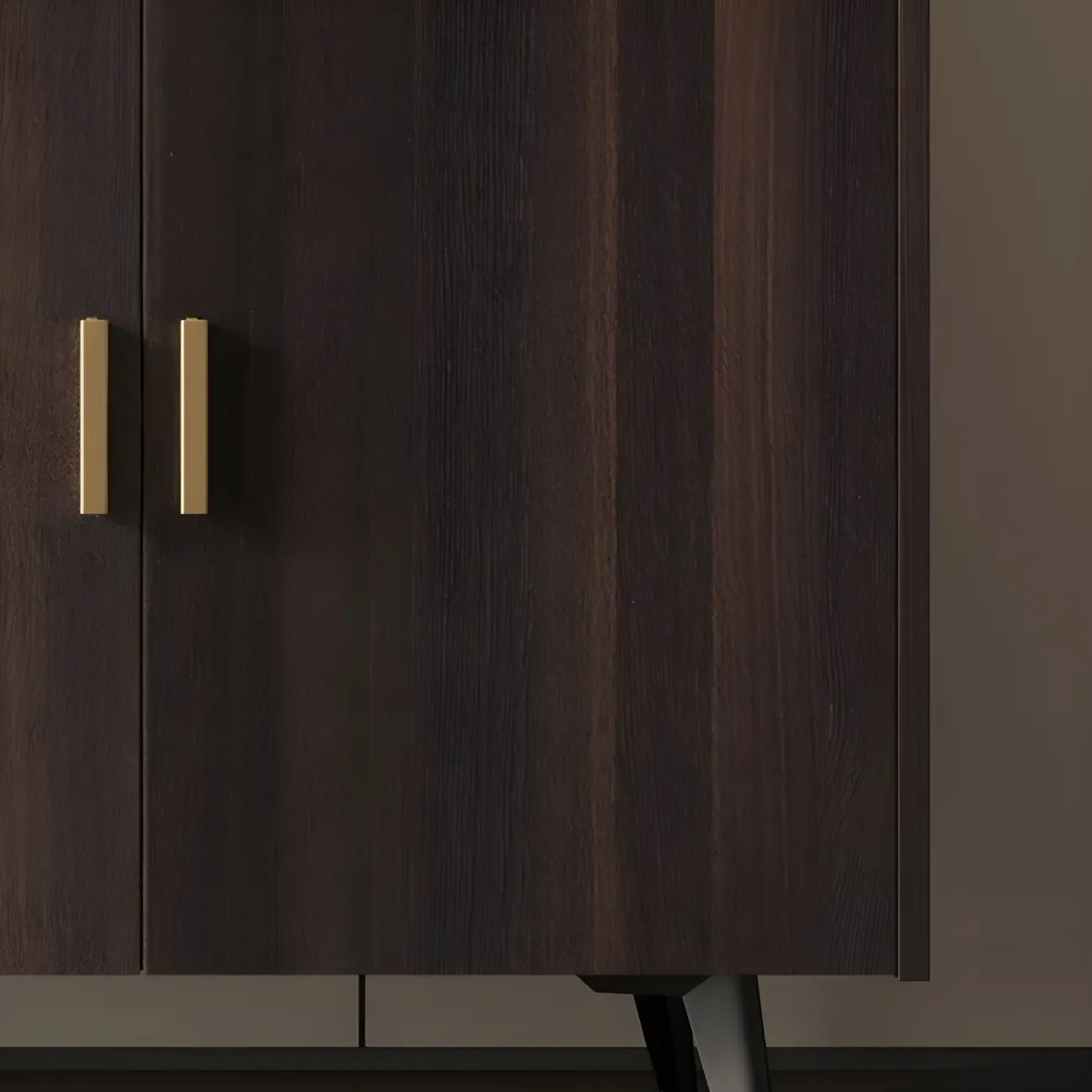 Glam Walnut Wooden Sideboard with Drawers & Cabinets Image - 9