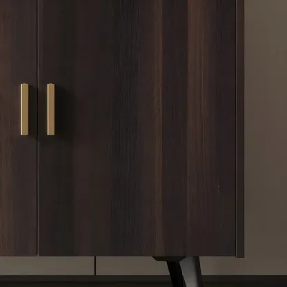 Glam Walnut Wooden Sideboard with Drawers & Cabinets Image - 9