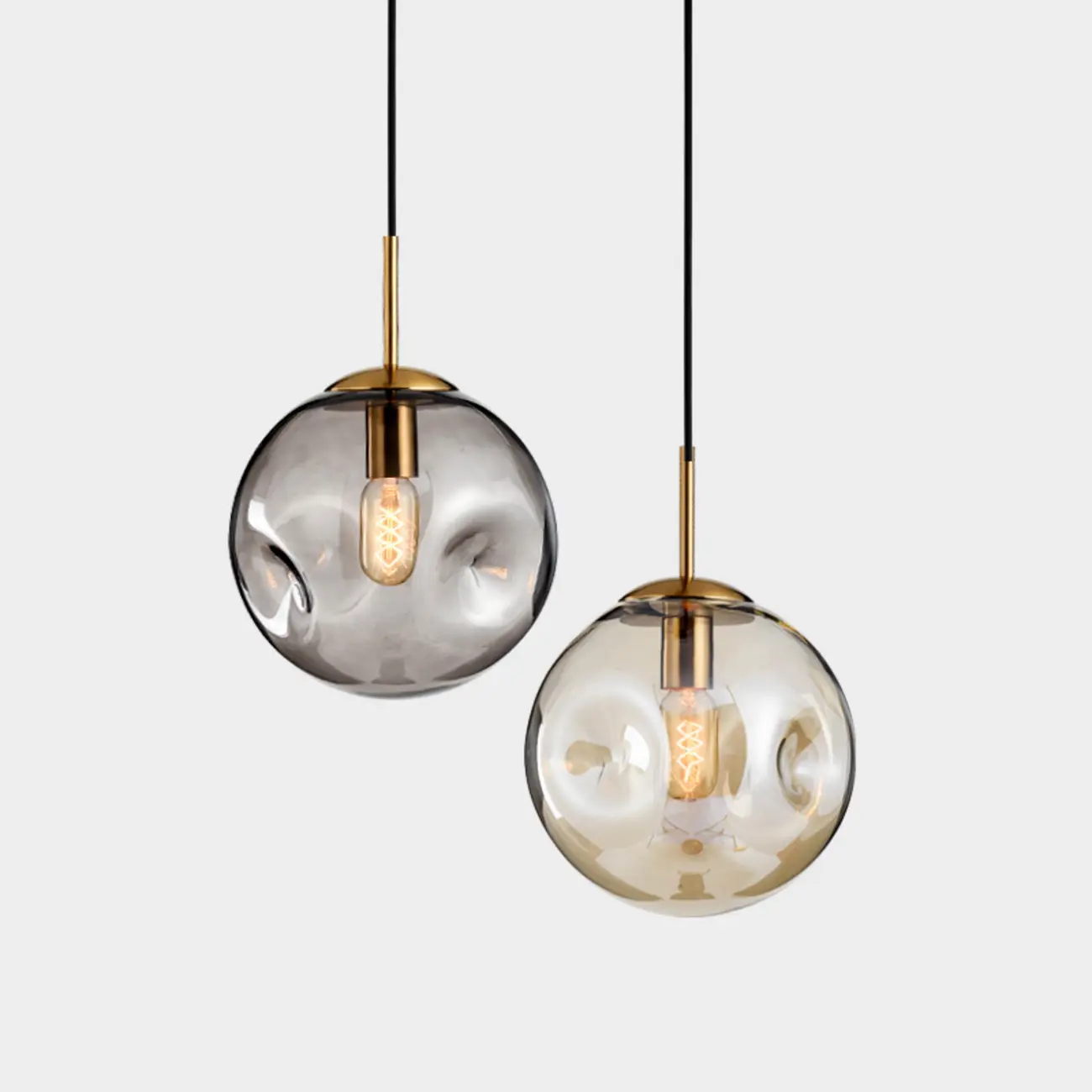 Smoky Glass Irregular Globe Pendant Light for Bedroom Image - 1 | homeyfad