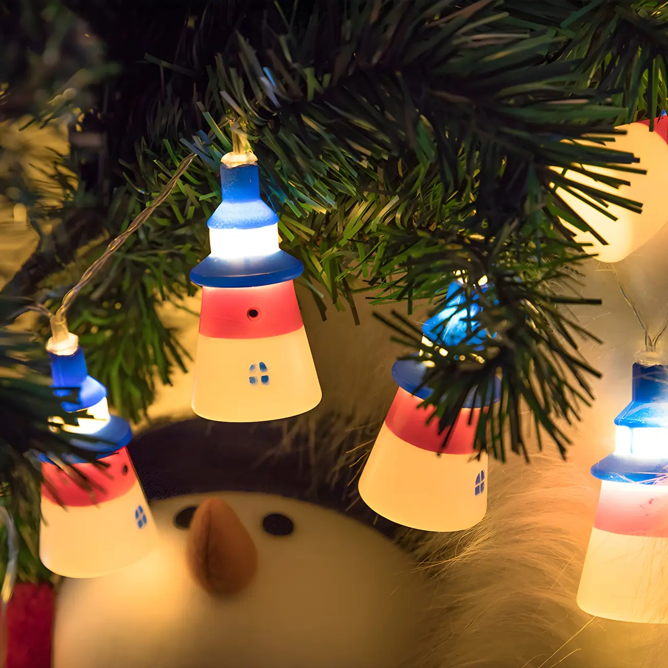 Cartoon Snowman Lighthouse LED String Lights for Bedroom Image - 1 | homeyfad