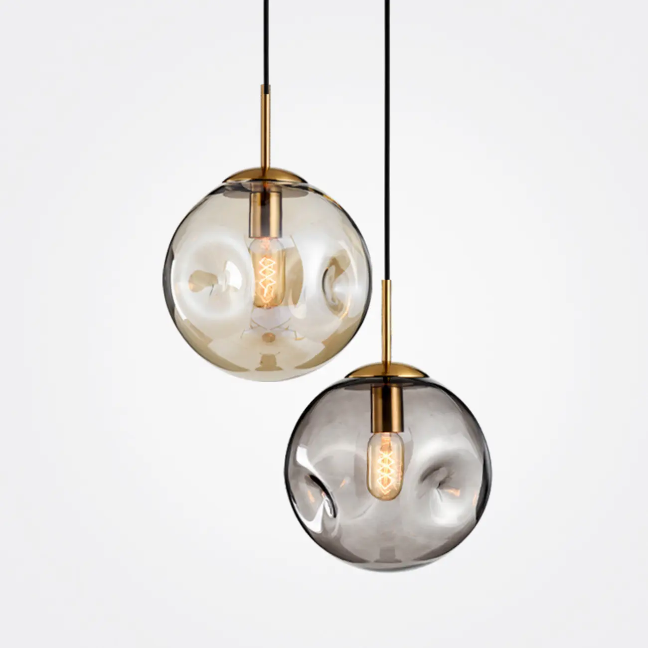 Smoky Glass Irregular Globe Pendant Light for Bedroom Image - 8 | homeyfad