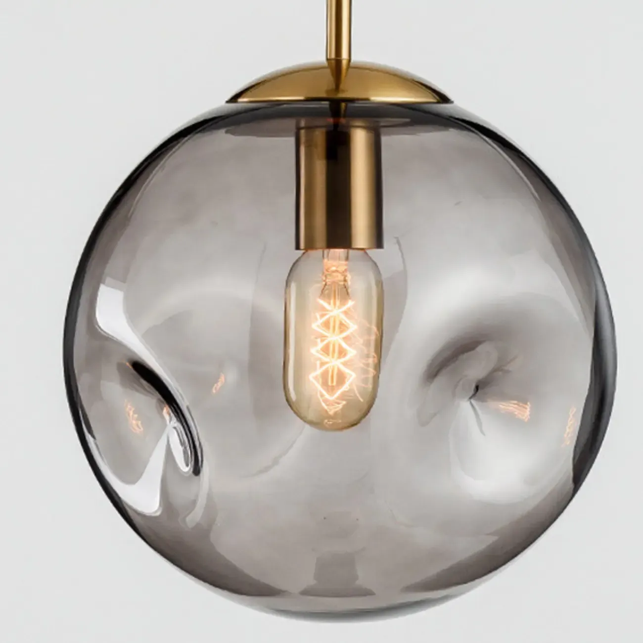 Smoky Glass Irregular Globe Pendant Light for Bedroom Image - 10