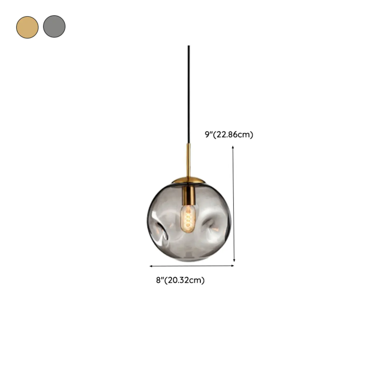 Smoky Glass Irregular Globe Pendant Light for Bedroom #size | homeyfad