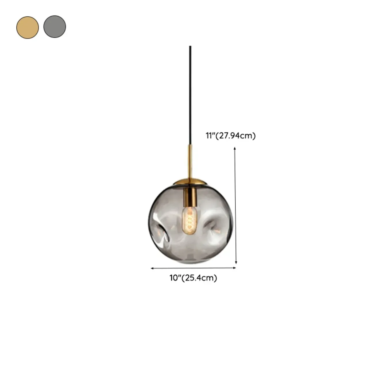 Smoky Glass Irregular Globe Pendant Light for Bedroom Image - 15
