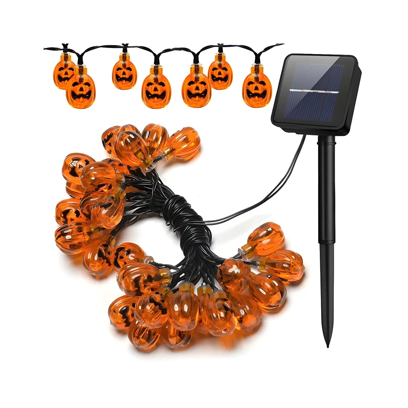 Solar LED Pumpkin String Lights for Halloween Outdoor Decor Image - 2 | homeyfad