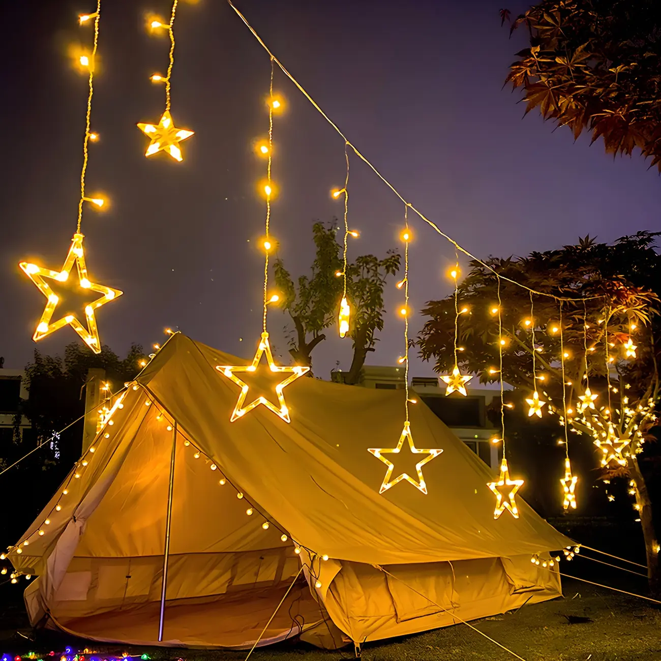Romantic Star-Shaped LED Solar String Lights for Outdoor Image - 4 | homeyfad