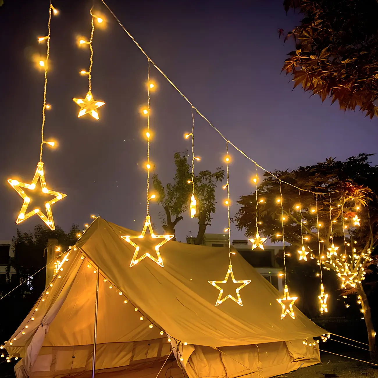 Romantic Star-Shaped LED Solar String Lights for Outdoor Image - 5 | homeyfad