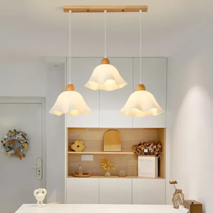 3 Light Milky Glass Floral LED Pendant Light for Dining Room Image - 1