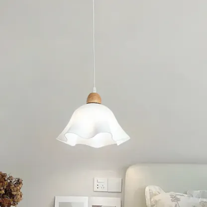 3 Light Milky Glass Floral LED Pendant Light for Dining Room Image - 3