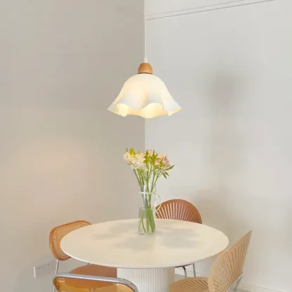 3 Light Milky Glass Floral LED Pendant Light for Dining Room Image - 4