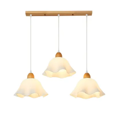 3 Light Milky Glass Floral LED Pendant Light for Dining Room Image - 7