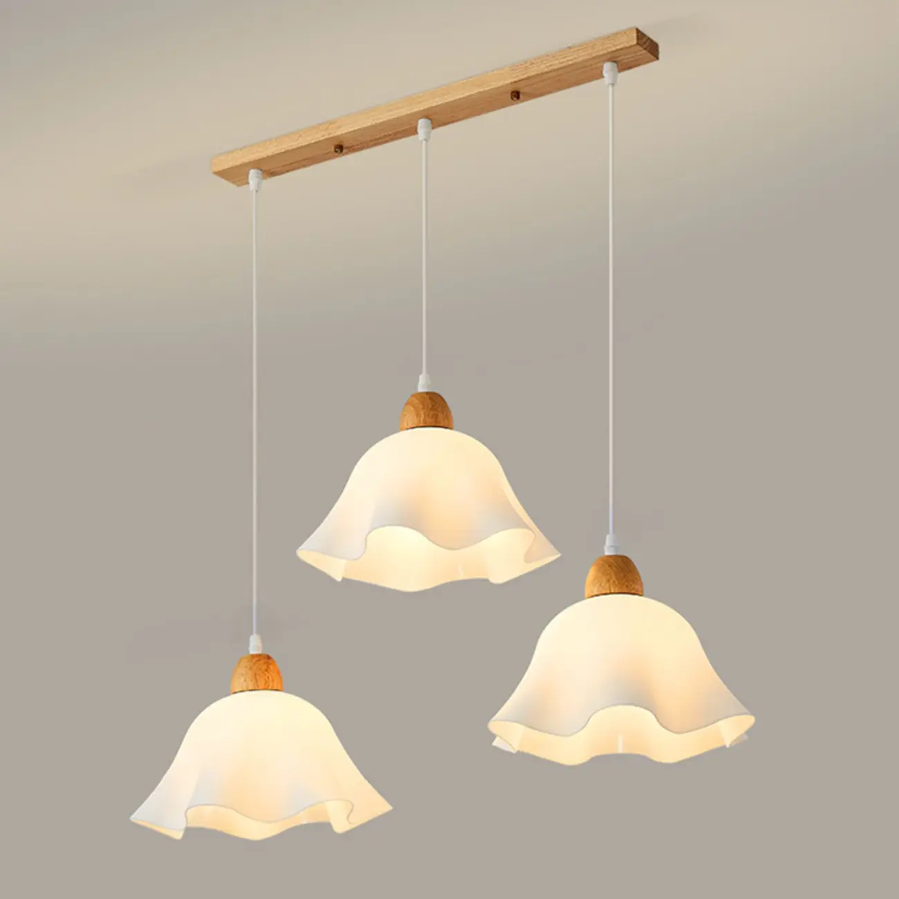 3 Light Milky Glass Floral LED Pendant Light for Dining Room Image - 8 | homeyfad