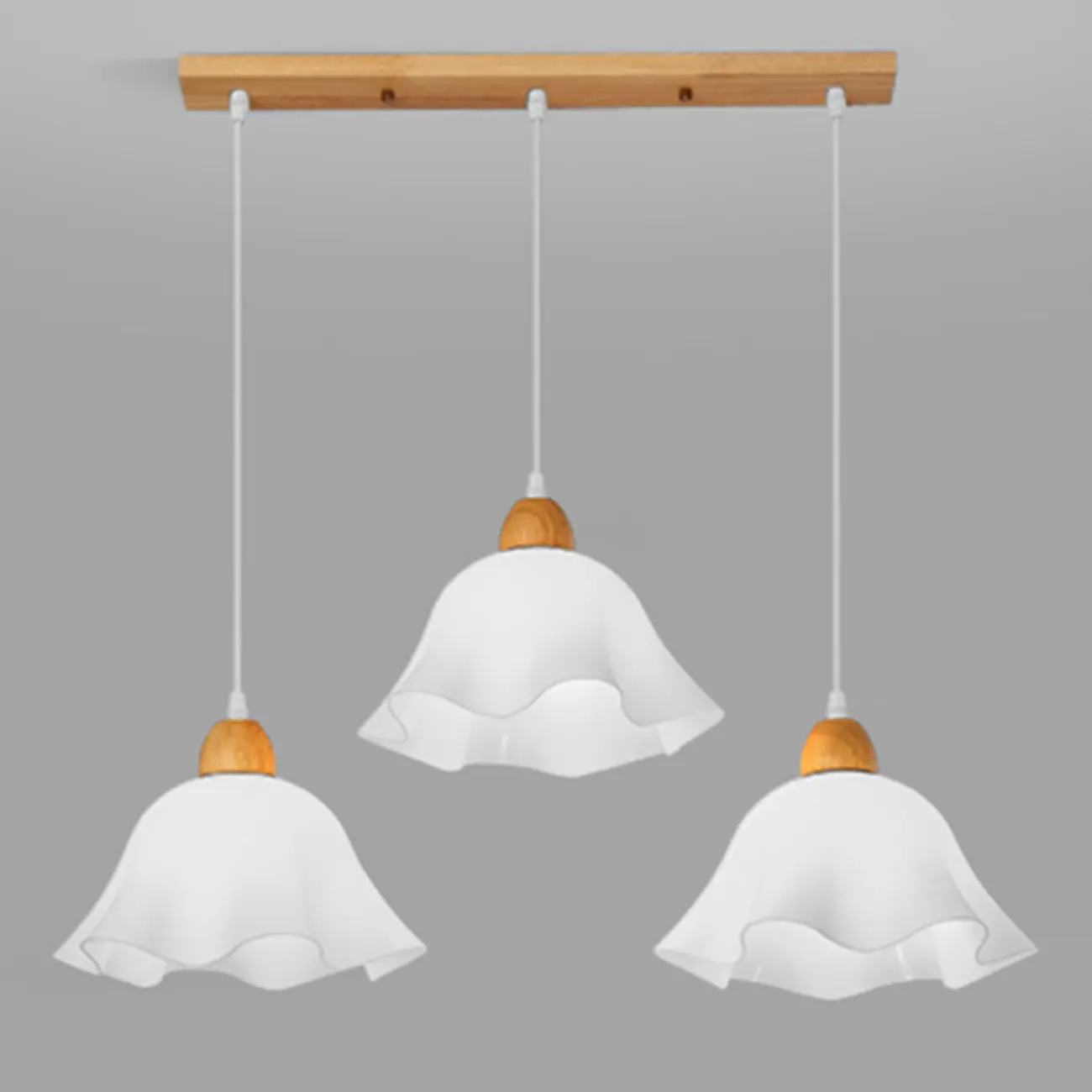 3 Light Milky Glass Floral LED Pendant Light for Dining Room Image - 9 | homeyfad