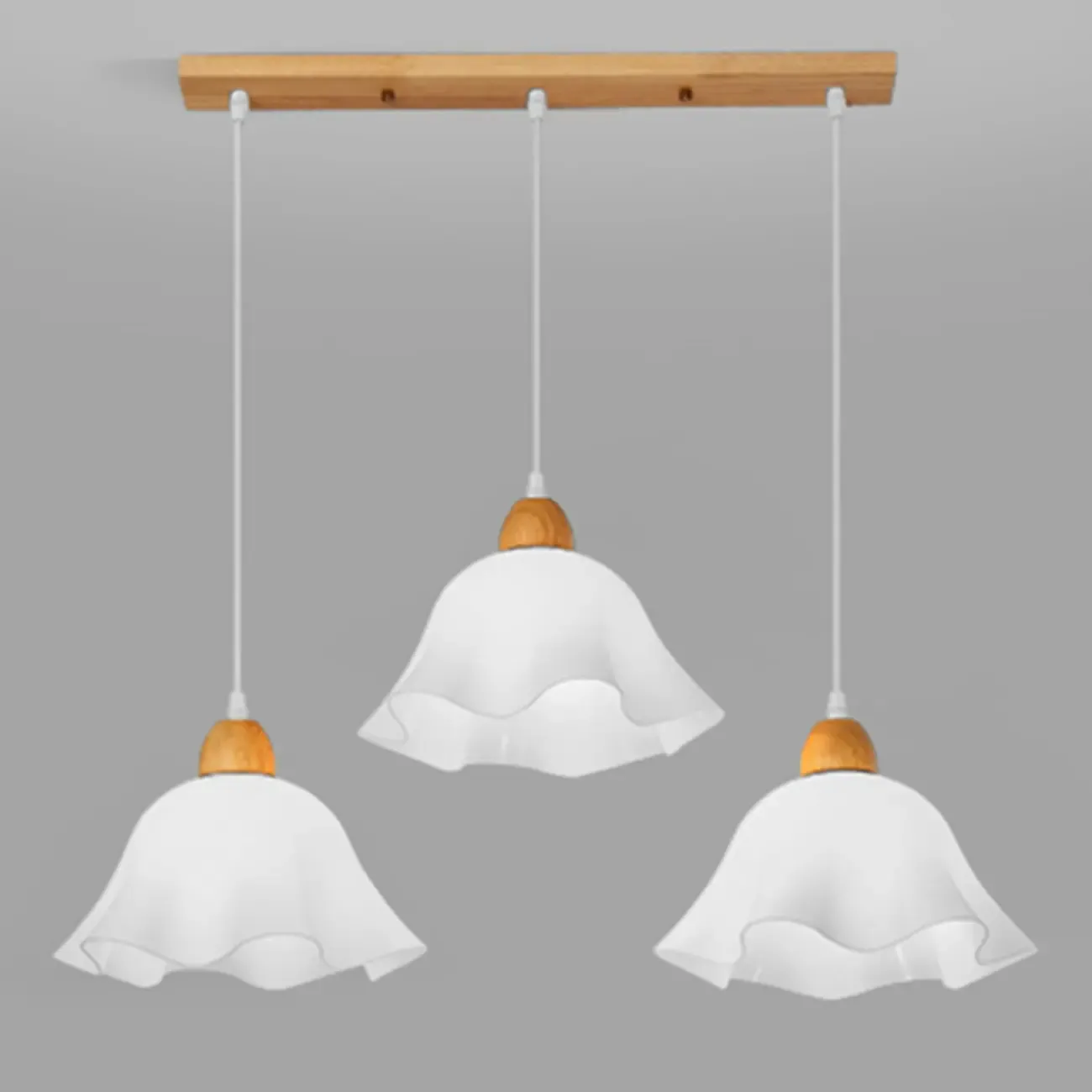 3 Light Milky Glass Floral LED Pendant Light for Dining Room Image - 9