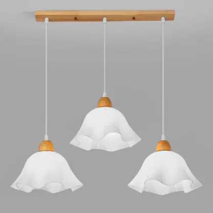3 Light Milky Glass Floral LED Pendant Light for Dining Room Image - 9