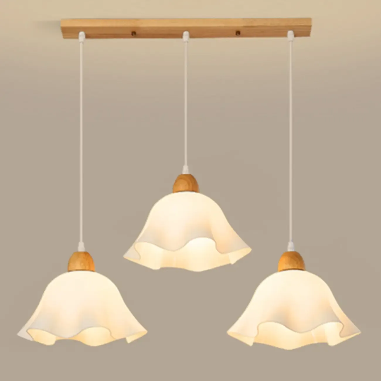 3 Light Milky Glass Floral LED Pendant Light for Dining Room Image - 10