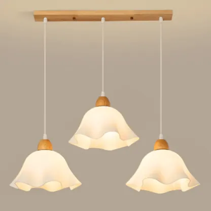 3 Light Milky Glass Floral LED Pendant Light for Dining Room Image - 10