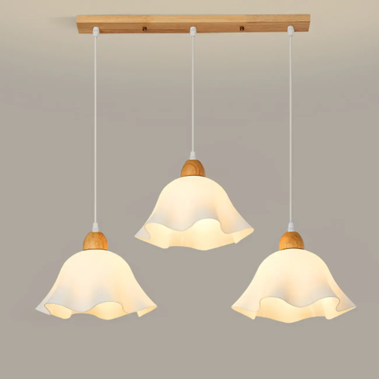 3 Light Milky Glass Floral LED Pendant Light for Dining Room Image - 11