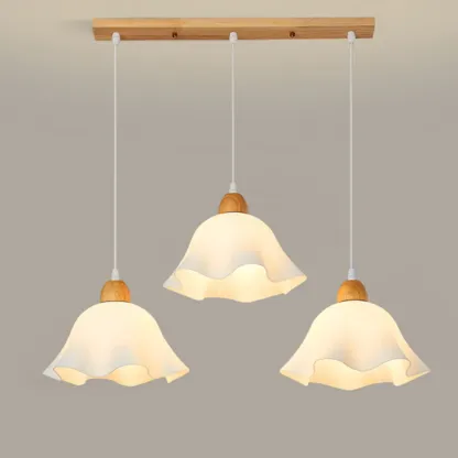 3 Light Milky Glass Floral LED Pendant Light for Dining Room Image - 11