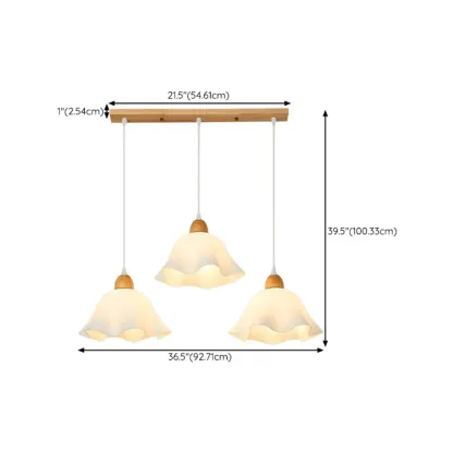 3 Light Milky Glass Floral LED Pendant Light for Dining Room Image - 19