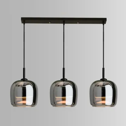Modern 3 Light Bright Black Glass Jar Pendant Light for Dining Room Image - 3