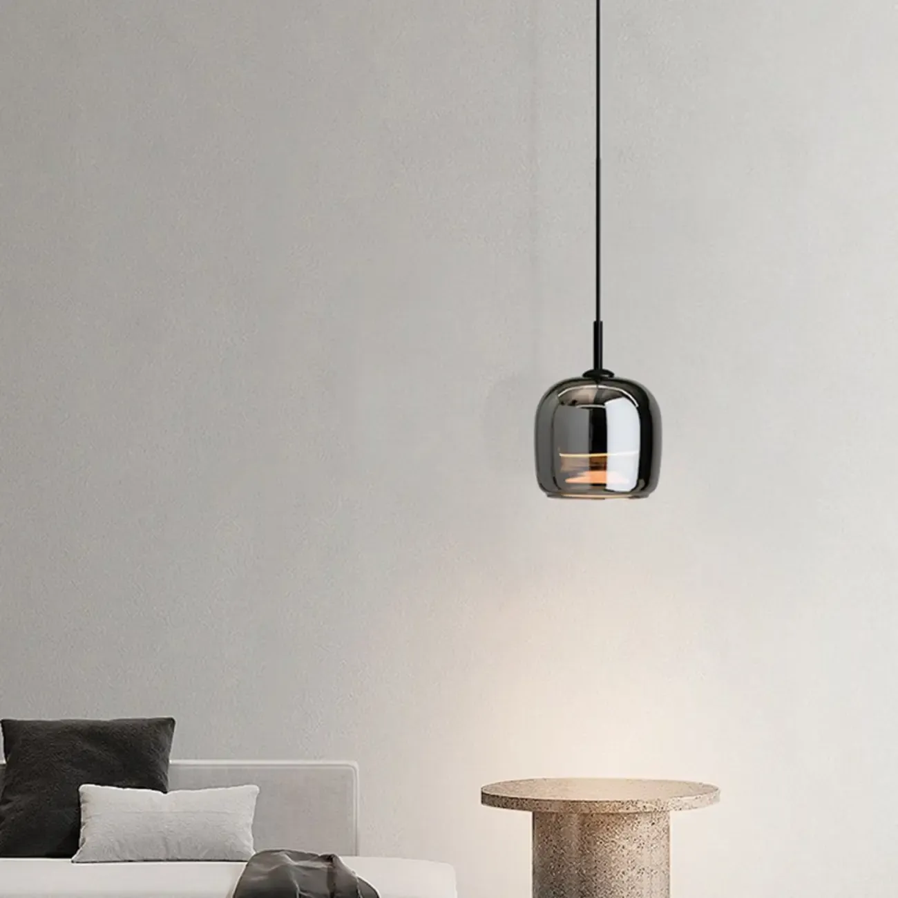 Modern 3 Light Bright Black Glass Jar Pendant Light for Dining Room Image - 4