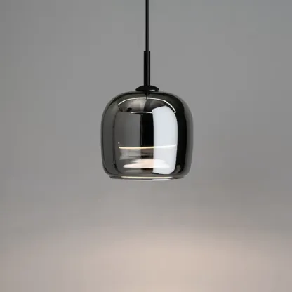 Modern 3 Light Bright Black Glass Jar Pendant Light for Dining Room Image - 9