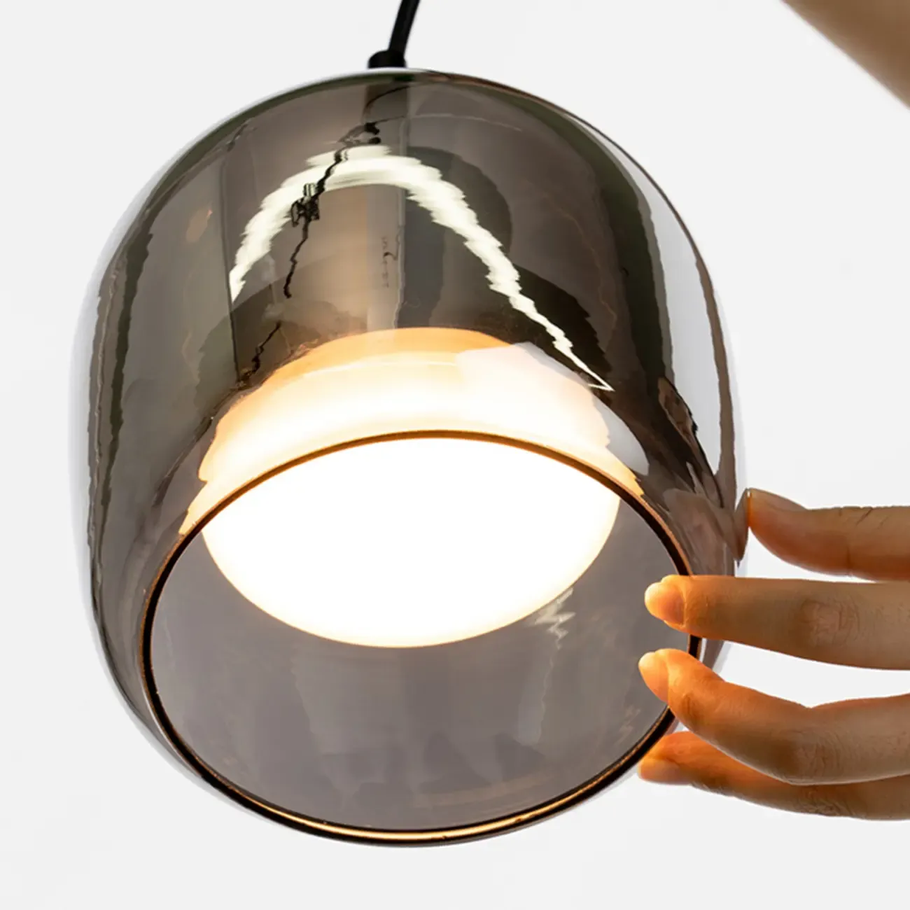 Modern 3 Light Bright Black Glass Jar Pendant Light for Dining Room Image - 12