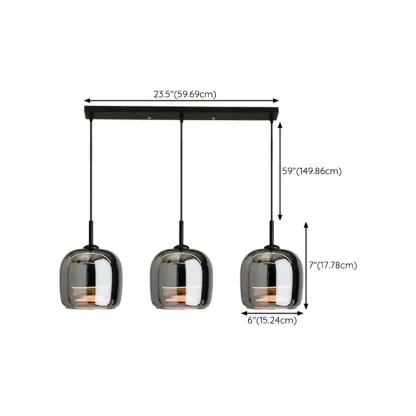 Modern 3 Light Bright Black Glass Jar Pendant Light for Dining Room Image - 17
