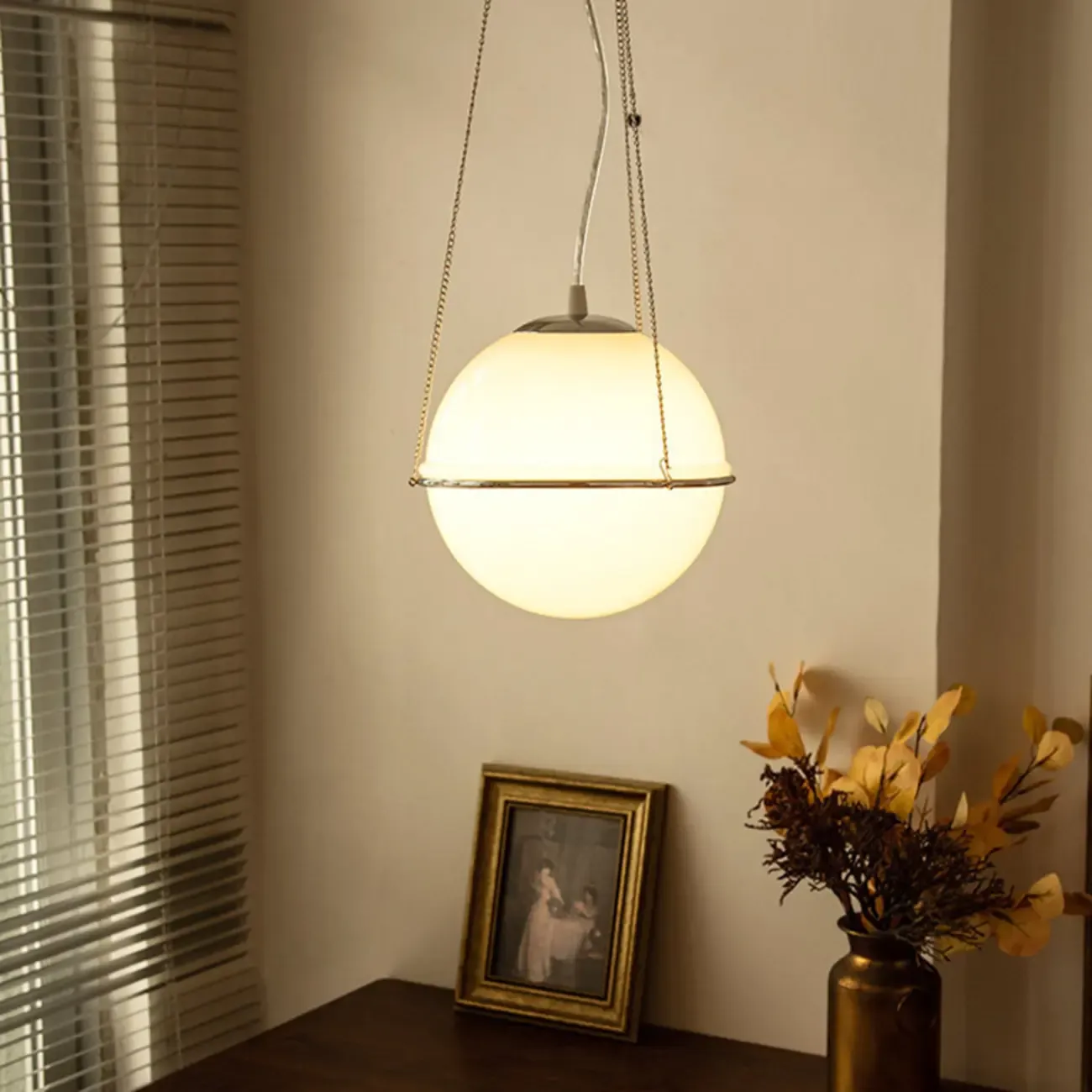 Natural Cylinder Wood Pendant Light for Living Room. Image - 4