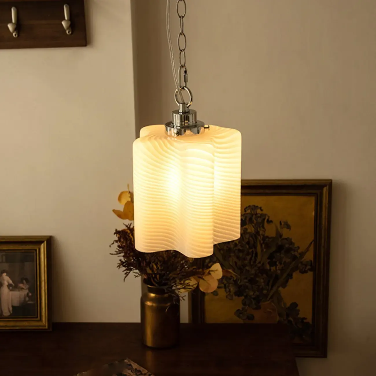 Natural Cylinder Wood Pendant Light for Living Room. Image - 7