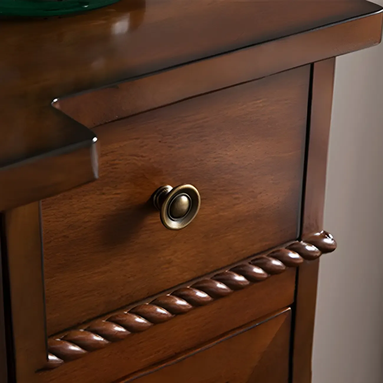 Retro Brown Wooden Sideboard with Glass Doors Image - 8
