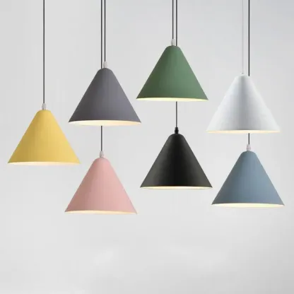 Minimalist Aluminum Colorful Cone Pendant Lamp Image - 1