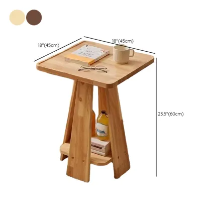 Tray Top Round Wood End Table with Storage for Living Room Image - 12