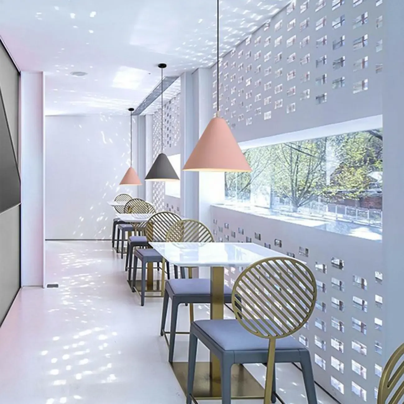 Minimalist Aluminum Colorful Cone Pendant Lamp Image - 5