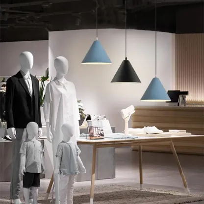 Minimalist Aluminum Colorful Cone Pendant Lamp Image - 8