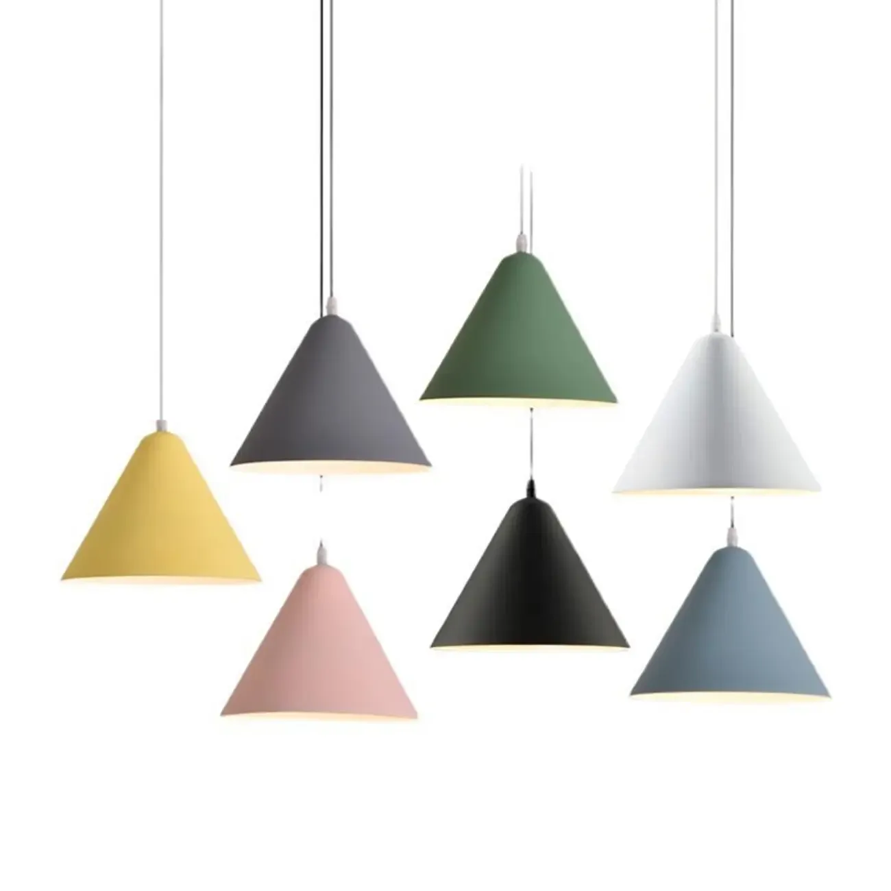 Minimalist Aluminum Colorful Cone Pendant Lamp Image - 9