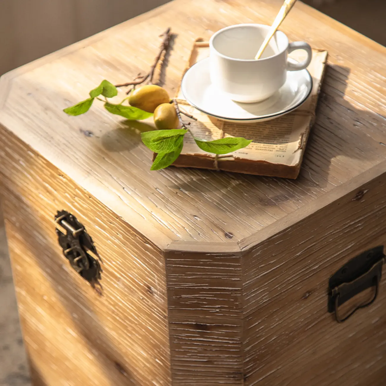 Natural Finish Square Rustic Wood End Table for Decor Image - 6 | homeyfad