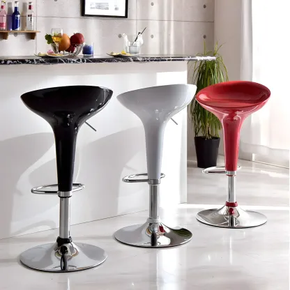 Adjustable Swivel Bar Stools Chrome Kitchen Island Image - 1