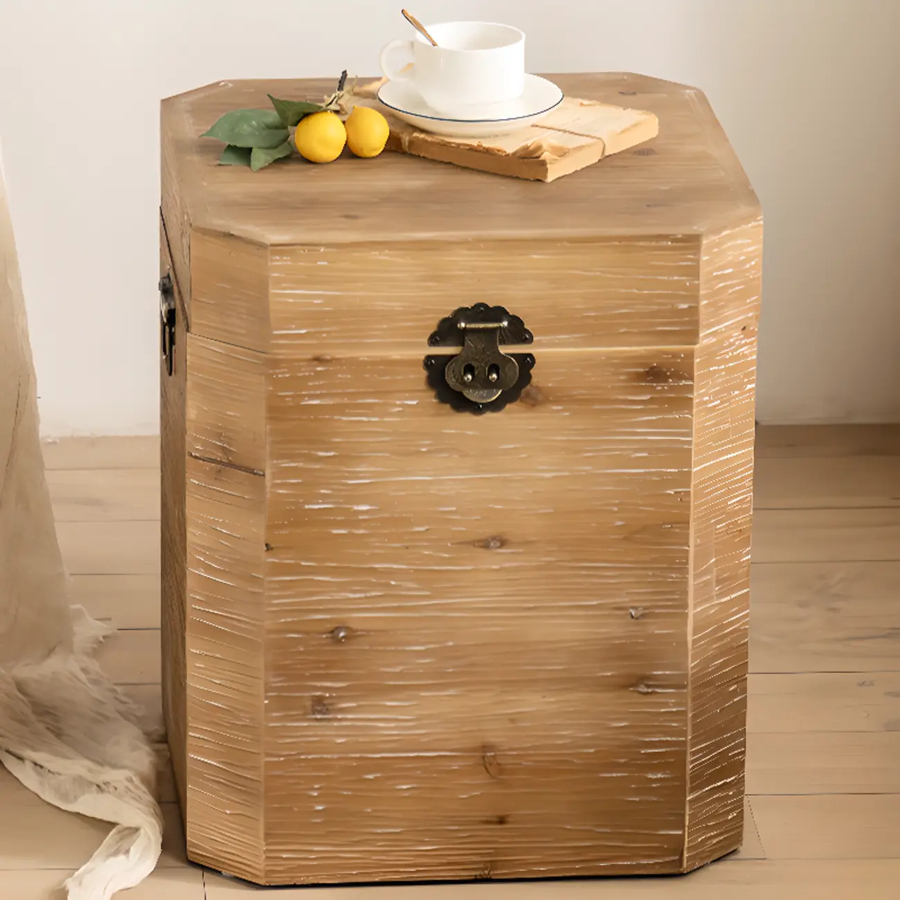 Natural Finish Square Rustic Wood End Table for Decor Image - 8 | homeyfad